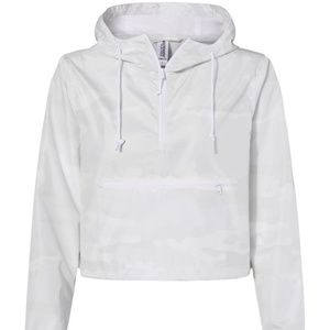 Women White Camo Crop Lightweight Windbreaker